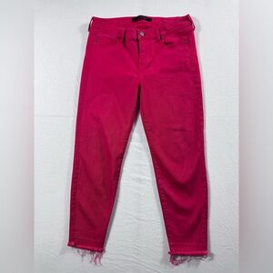 LIVERPOOL Los Angeles “The Crop” Jeans Jalapeño Red Frayed Hem Petite 10/30